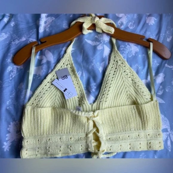 NEW BP Shaker Stitch Sweater Halter Top Yellow Lemonade Nordstrom - Picture 4 of 7